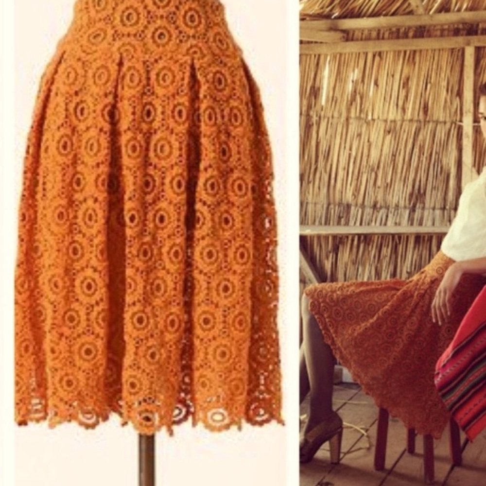 Anthropologie Orange Tuberose skirt